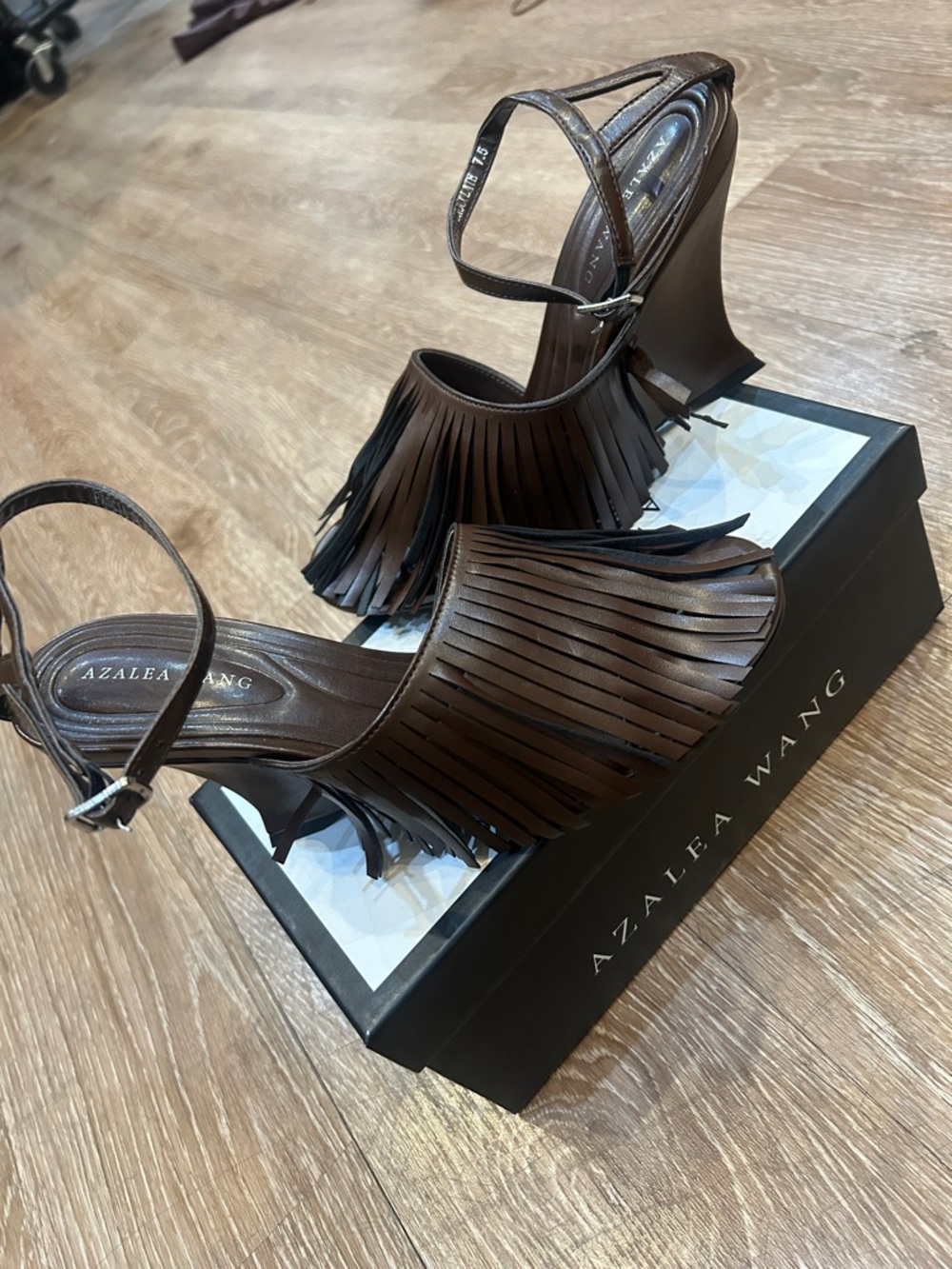 Women’s Brown Fringe Ankle-Strap Heels